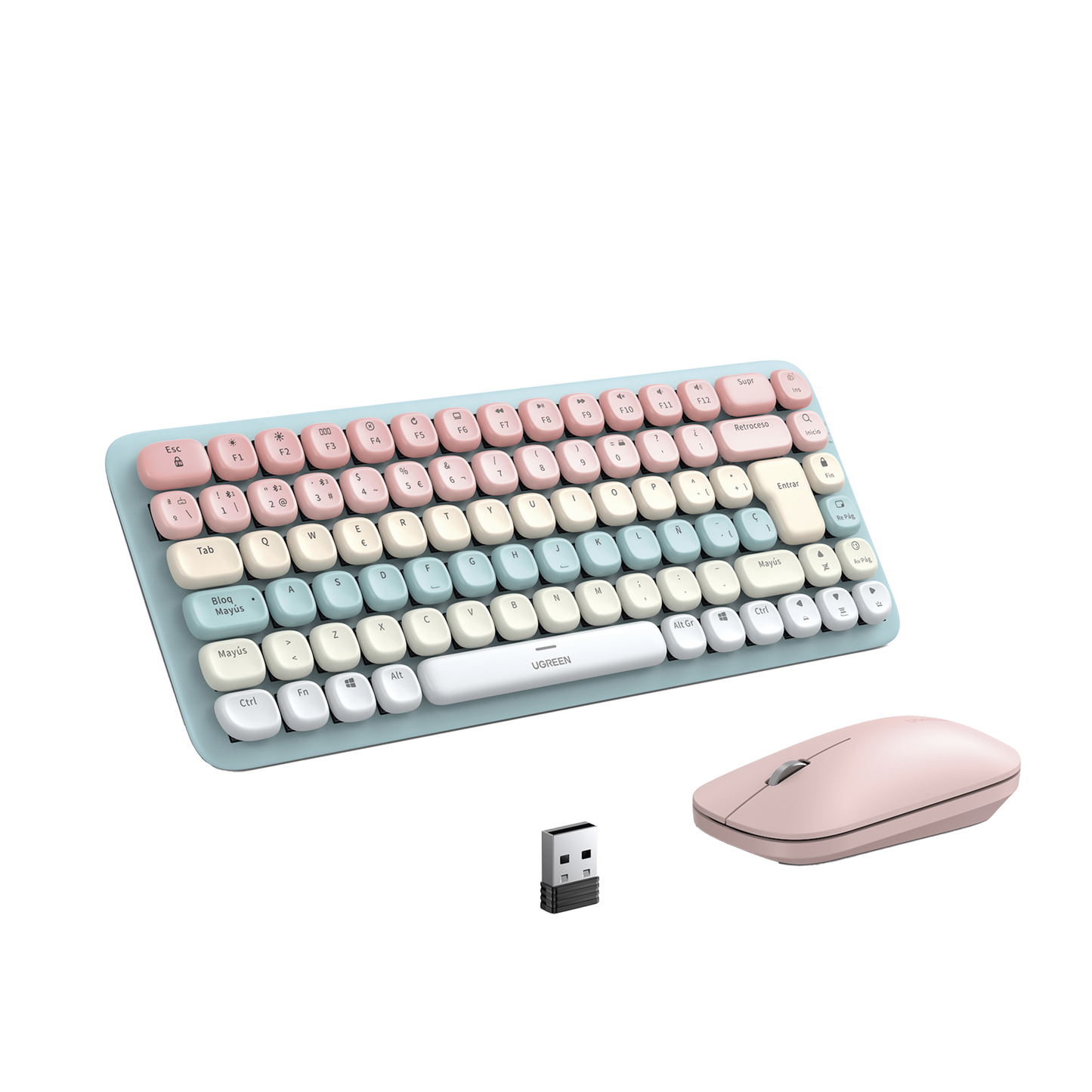 PAQUETE DE TECLADO Y MOUSE INALÃMBRICO UGREEN ROSA