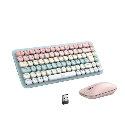 PAQUETE DE TECLADO Y MOUSE INALÃMBRICO UGREEN ROSA