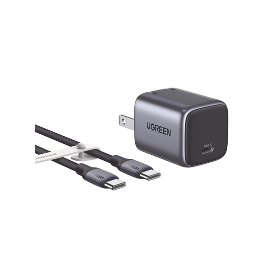 Combo Cargador Nexode Mini 30W PD GaN Tech + Cable USB-C 60W | TecnologÃ­a Inteligente | Carga RÃ¡pida | Carcasa Ignifuga | Cable de 1 Metro | Carcasa de Aluminio | Nylon Trenzado.