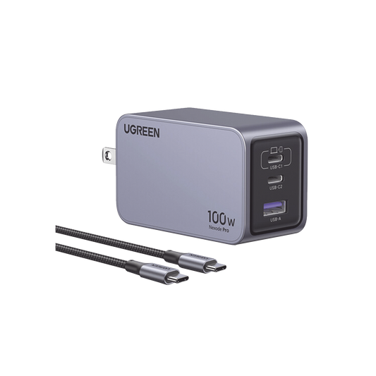 Cargador de 100W serie Nexode Pro | 3 Puertos de Carga RÃ¡pida | 2 USB-C | 1 USB-A | TecnologÃ­a GaNInfinity | PD3.1 de 100W / QC4.0 | TecnologÃ­a de ProtecciÃ³n TÃ©rmica | Optimiza la Carga | Caja de Aluminio | Incluye Cable