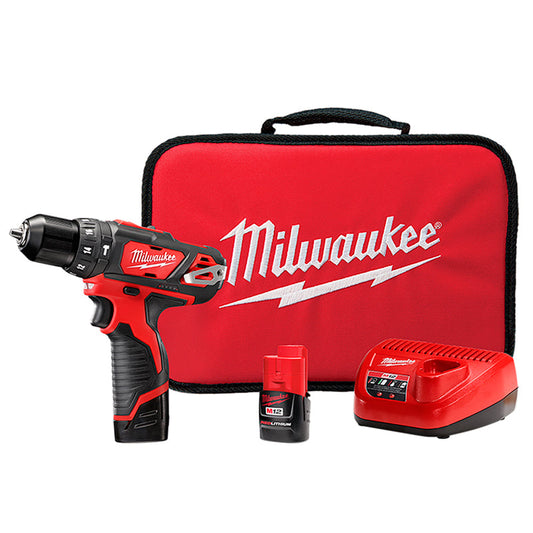 Kit inalámbrico de 1 herramienta, rotomartillo de 3/8″ M12 con carbones 12 Voltios Ion de litio, dos baterías Cp 1.5 Amp + Cargador + Estuche de almacenaje
