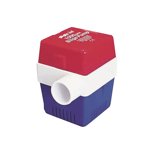 Bomba sumergible de achique de 1100 galones por hora a 12 Volts de corriente directa.