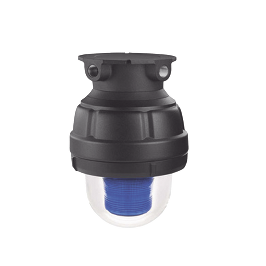 Luz de advertencia LED a prueba de explosiÃ³n adecuado para su uso en Clase I, Div. I, Grupos C y D; Clase I, Div. 2, Grupos A, B, C y D; Clase II, Div. 1, Grupos E, F y G; Clase III, color Azul, 24 VCD