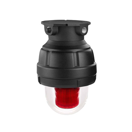 Luz estroboscopica a prueba de explosiones UL y cUL para Clase I, DivisiÃ³n 1, Grupo C y D; Clase I, DivisiÃ³n 2, Grupos A y B; Clase II, DivisiÃ³n 1, Grupos E, F y G; Clase III , 24 Vcd, color Rojo, montaje no incluido