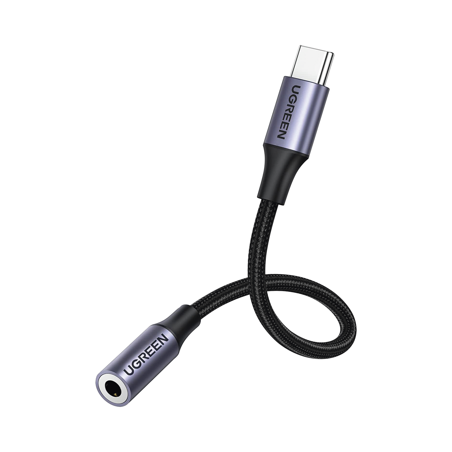 Adaptador USB Tipo C a Jack 3.5mm | Cable de 10 cm | Soporta CTIA/OMTI | HiFi | Plug & Play | Funda Anti Torceduras | Carcasa de Aluminio | Nylon Trenzado | Llama, Escucha MÃºsica y Controla.
