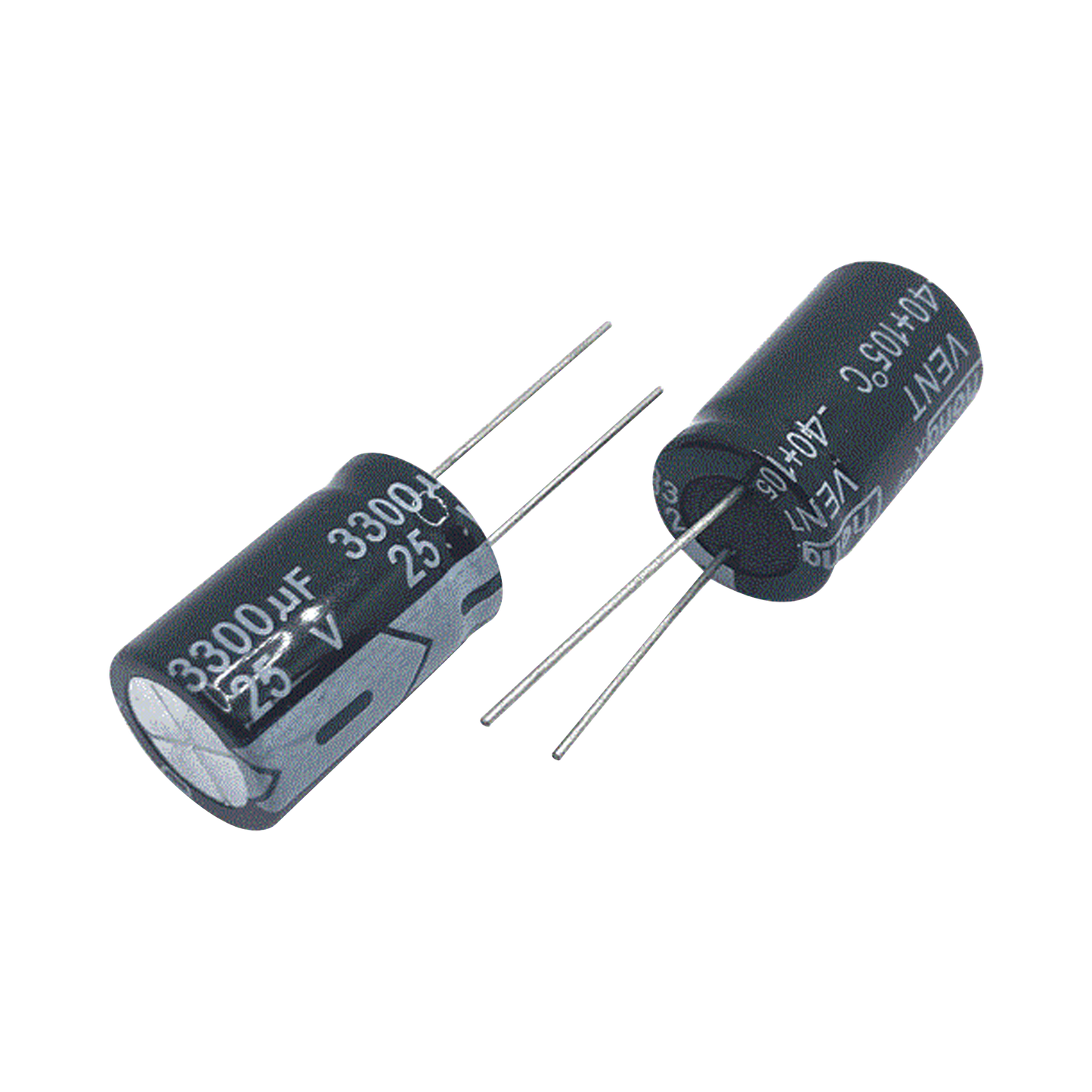 Capacitor ElectrolÃ­tico de Aluminio, Radial de 3300 ÂµFd, 25 Vcc, 105 Â°C, 18 x 25 mm.