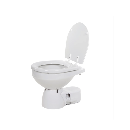 Inodoro ElÃ©ctrico Quiet Flush E2 con descarga de agua dulce, tamaÃ±o de taza compacto, 12 Vcd.