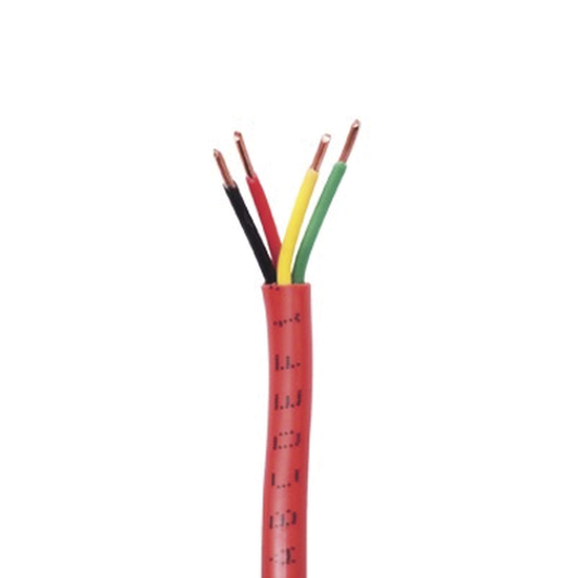 Retazo de 28 metros de alambre 18 AWG, 4 conductores, tipo FPL, de color rojo, para aplicaciones en sistemas de detección de incendio y Sistemas de Evacuación.