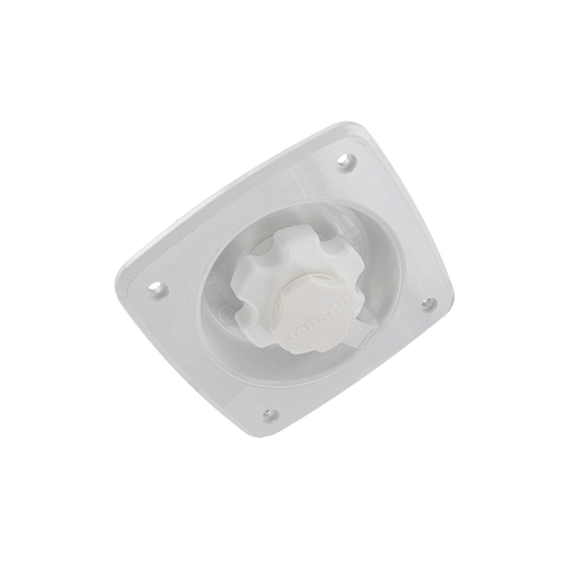 Regulador de presiÃ³n de agua color blanco.