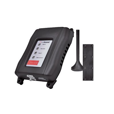 Kit amplificador de seÃ±al celular cuatribanda para vehÃ­culo, para 4G LTE, 3G, 2G y Nextel Evolution, multiusuario. Amplifica las bandas de frecuencia de 850MHz, 1900MHz, 1700/2100MHz y 700MHz, con una ganancia mÃ¡xima de 50dB.