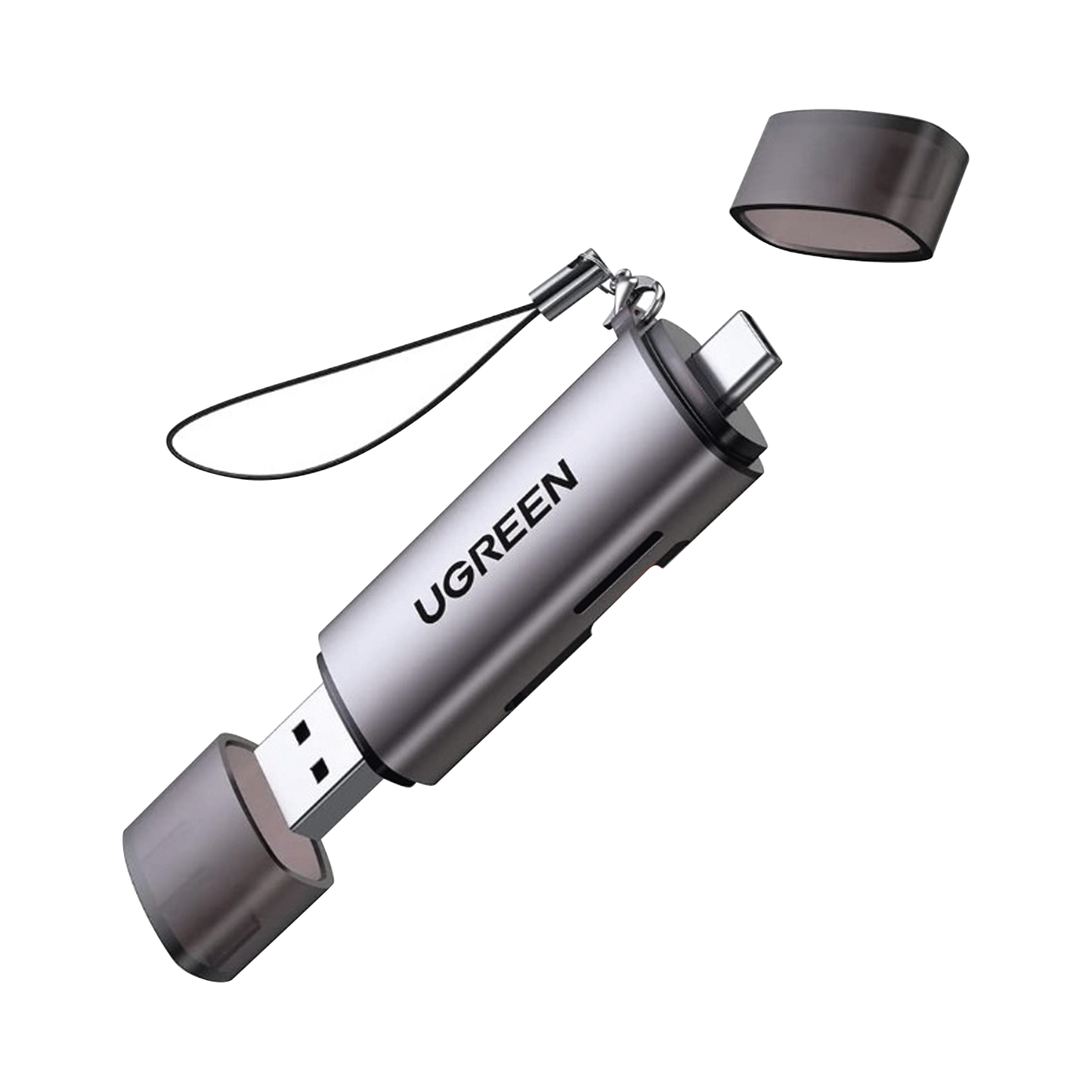 Lector de Tarjetas USB-C + USB-A a MicroSD (TF)/SD | OTG | USB-C 3.1 | 5Gbps | Soporta hasta 2TB | Soporta Windows/Mac OS/Linux/Android | Lectura de Tarjetas SimultÃ¡nea | Caja de Aluminio | Llavero Anti-perdida.