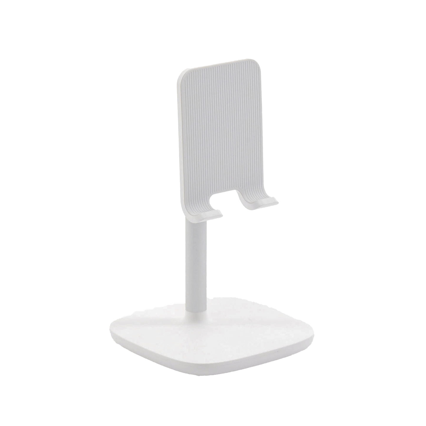 Soporte para Telefono Celular & Tablet / Ajustable de 5Â° a 45Â° / Base Antideslizante / Proteccion de Silicona / ABS / Amplia Compatibilidad con dispositivos de 4'' a 7.9'' / Color Blanco