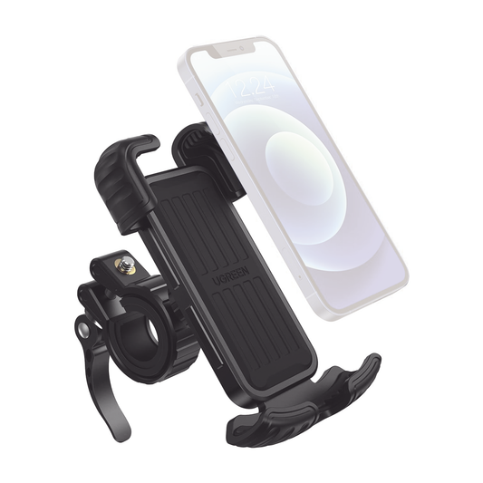 Soporte de Celular para Manillar de Motocicleta o Bicicleta / Anti VibraciÃ³n / ProtecciÃ³n de clip Antideslizante / RotaciÃ³n de 360Â° / Bloqueo de Seguridad / Compatible con manillar de 0.6'' a 1.75'' / Soporta dispositivos de 4.6''