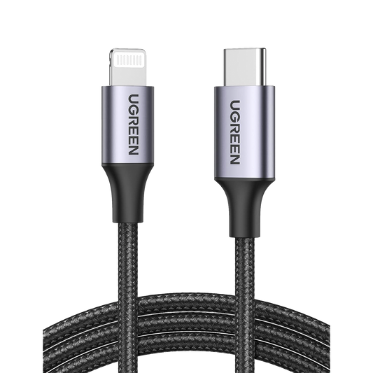 Cable USB-C a Lightning | 2 Metros | Certificado MFi | Carga RÃ¡pida 60W | 480 Mbps | Conector C94 | Adecuado para iPhone, iPad y iPod | ProtecciÃ³n Integrada | Caja de Aluminio | Nylon Trenzado | Color Negro.