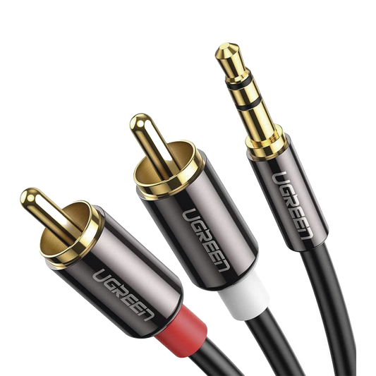 Cable Audio Premium Jack 3.5mm a 2 RCA / 10 Metros / Flexible / Doble Blindaje / Transferencia de Audio sin PÃ©rdidas / Caja de AleaciÃ³n de Cobre / Amplia Compatibilidad / DiseÃ±o Duradero.