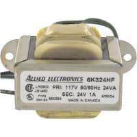 El TRANSFORMADOR, FILAMENTO, 117V, 50/60HZ, 24.0V @ 1.0A, CONDUCE
