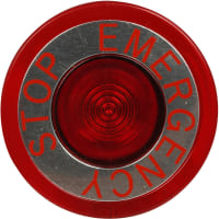 Lente roja del botón accesorio (parada de emergencia) para de movimiento reciproco iluminada