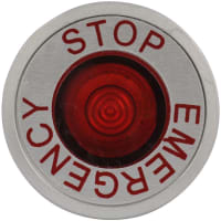 Botón, (Emer.Stop) anillo de aluminio anodizado Lado-Encendido rojo, serie 10250T