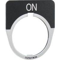 Placa de leyenda, estándar, 1/2 redondo, campo negro, ENCENDIDO, letras blancas, serie 10250T