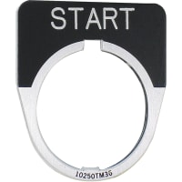 Placa de leyenda, estándar, 1/2 redondo, negro, COMIENZO, letras blancas, serie 10250T