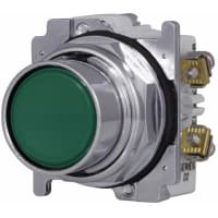 Pushbutton 30.5 milímetro Oil/Watertight Flush Green 1No 1Nc