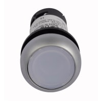 Botón, 22.5m m, bisel iluminado, de plata, LED - blanco, 1NO, 44V, serie C22