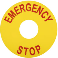 Placa de leyenda de la parada de emergencia, redondo, no-metálico, resistente, 2.76 " (70m m)