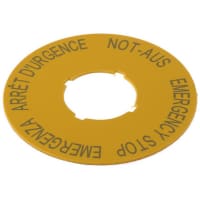 Etiqueta de la parada de emergencia, placa de leyenda redonda, 60m m, amarillo, serie del RMQ-Titán M22