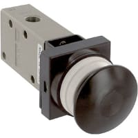 Válvula, haber virado hacia el lado de babor mecánico, lateral, 3 puerto, tamaño Rc 1/8, botón negro (seta)