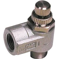 Speed Control, Uno Touch, Elbow, Brass, 10-32 UNF Port, Meter Out, COMO Series | SMC