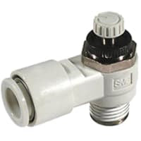 Regulador del flujo, un tacto, codo, tubo de M3 x de 0.5 el 1/8in, aire, latón, COMO serie
