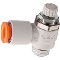 Regulador del flujo, un tacto, codo, tubo de M5 0.8 x el 1/8in, aire, latón, COMO serie