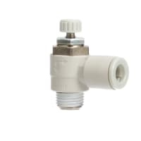 Speed Controller, Elbow, 1/8 NPT Port 6m m Tube, with Sealant Uno Touch, COMO Series | SMC