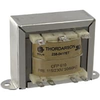 Transformador, energía, bobina, 1, Freq 50/60Hz, Pri 115/230VAC, Sec 24 (CT) VAC