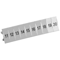 Marcador del bloque de terminales, blanco, impresión negra, 11-20, horizontal, serie de ZB/ZBF
