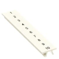 Tira de marcador del bloque de terminales, blanco, impresión negra, 1-10, vertical, serie de ZB/ZBF
