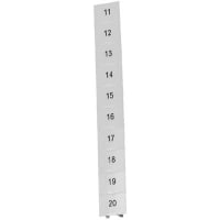 Tira de marcador del bloque de terminales, blanco, impresión negra, 11-20, vertical, serie de ZB/ZBF