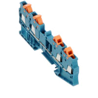 Conn Term Blk DIN Rail Feed Through Quick Conn 4 24-16 AWG Blue 5.2 milímetros W