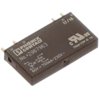 Relais, de estado sólido, 60VDC adentro, 253VAC, 750mA hacia fuera, pernos del PWB, relais del PLC Slimline