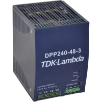 Fuente de alimentación, AC-DC, 48V, 5A, 340-575V adentro, incluido, carril del estruendo, PFC, 240W, serie de DPP