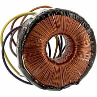 Transformador, aislamiento, Toroidal, 1, Freq 50/60Hz, Pri 117/234VAC, Leadwires