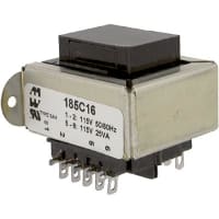 Transformador, energía, bobina de los Config, 1, Freq 50/60Hz, Pri 115/230VAC, Sec 8/16VAC