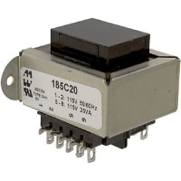 Transformador, energía, 25VA, chasis, Pri: 115/230VAC, Sec: Ser 20VCT, 10V normal, dual