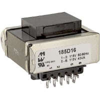 Transformador, energía, bobina de los Config, 1, Freq 50/60Hz, Pri 115/230VAC, Sec 8/16VAC