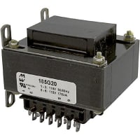 Transformador, energía, bobina, 1, Freq 50/60Hz, Pri 115/230VAC, Sec 10/20VAC, 5lbs.