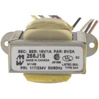 Serie secundaria primaria del transformador 16VA 117/234VAC 8/16VAC 266 2/1A