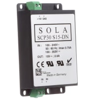 AC-DC fuente de alimentación, industrial, 15V, 2A, 264V, encapsulado, 30W, serie de SCP