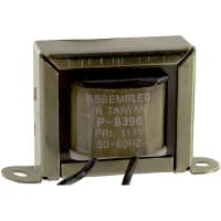 Transformador, energía, bobina, 1, Freq 50/60Hz, Pri 117VAC, Sec 24 (CT) VAC, UL