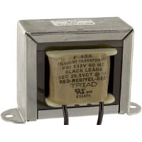 Transformador, energía, bobina, 1, Freq 60Hz, Pri 115VAC, Sec 26.8 (CT) VAC, Sec 1A
