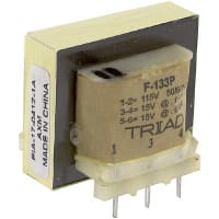 Transformador, energía, bobina, 1, Freq 50/60Hz, Pri 115VAC, Sec 15/30VAC, PWB, UL